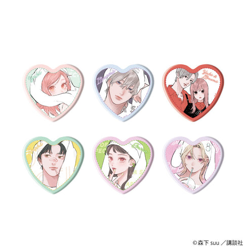 『ゆびさきと恋々』ハート型缶バッジ01/コンプリートセット(全6種)(公式イラスト)
